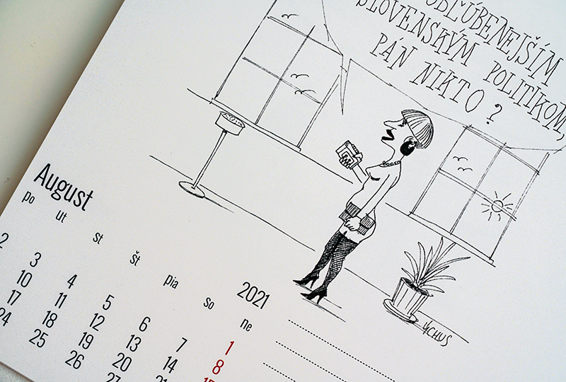 Stolový kalendár menšieho formátu, kresby resp. kreslené vtipy