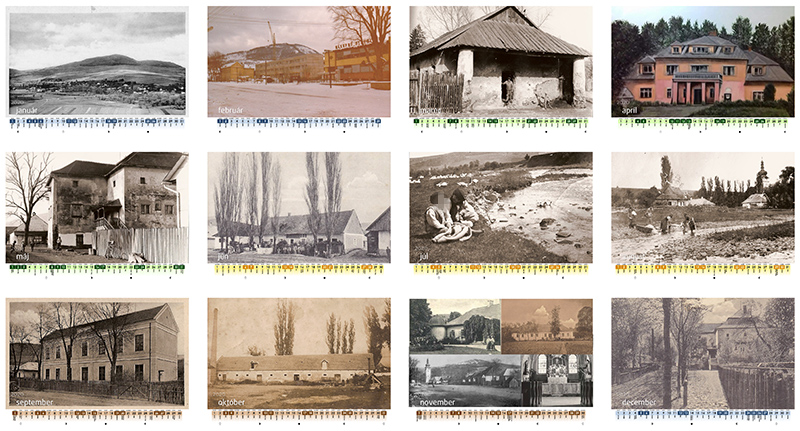 Nástenný kalendár pre obec s historickými fotografiami