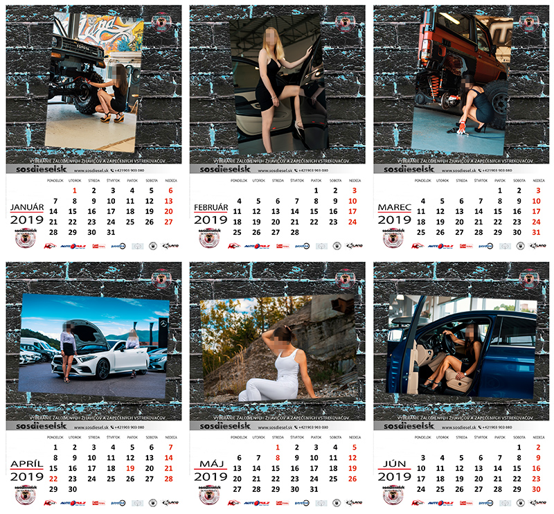 Nástenný kalendár pre firmú špecializujúcu sa na auto servis