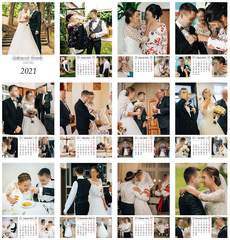 Nástenný kalendár - svadobné foto