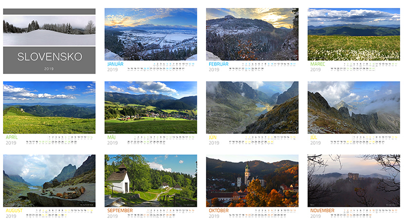 Návrh nástenného kalendára - Slovenská príroda vo fotografii