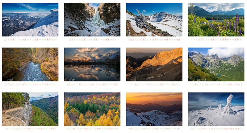 Návrh nástenného kalendára s fotografiami slovenskej krajiny
