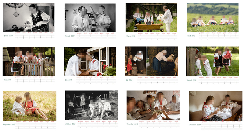 Nástenný kalendár, folklórna tematika s fotografiami ľudových zvyklostí