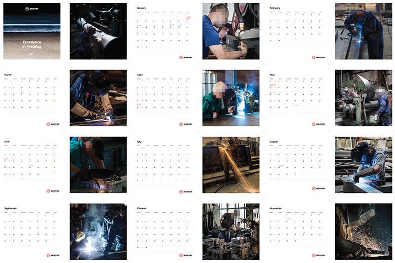 Nástenný kalendár pre strojársku firmu špecializujúcu sa na presné zváranie
