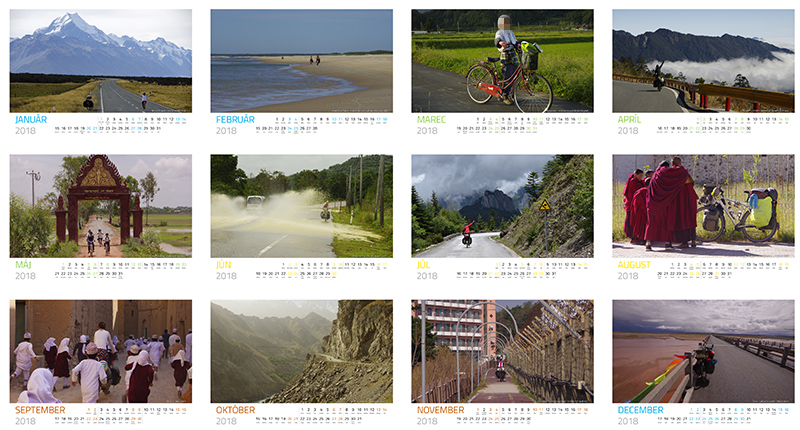 Návrh nástenného kalendára, Cyklisti cestovatelia z cyklociest po celom svete