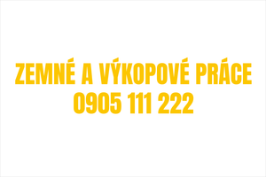 Vinylová reklamná nálepka pre stavebné firmy a živnostníkov: ZEMNÉ A VÝKOPOVÉ PRÁCE, výkopy, bager, zemné práce, autodoprava, kontakt na bágraša