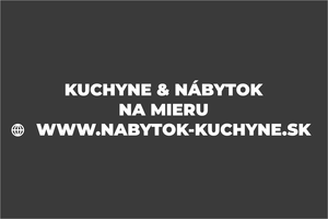 Biela elegantná nálepka na auto: KUCHYNE A NÁBYTOK NA MIERU, moderný reklamný polep pre stolárstvo a stolárov s webstránkou