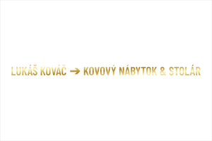 Zlatá jednoradová nálepka na auto: Lukáš Kováč - Kovový nábytok a stolár, minimalistický luxusný nápis pre remeselníkov