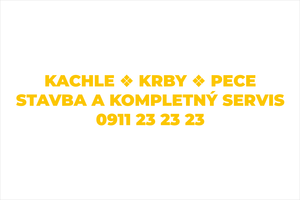 Klasická nálepka na auto: KACHLE, KRBY A PECE, stavba a kompletný servis krbov, kachlí a pecí, nápis s telefónom