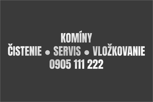 Strieborná metalická nálepka na auto: KOMÍNY - ČISTENIE, SERVIS A VLOŽKOVANIE, revízie komínových systémov a frézovanie, reklama s telefónom