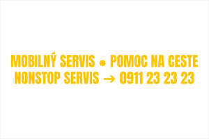 Žltá žiarivá nálepka na auto: MOBILNÝ SERVIS a POMOC NA CESTE, nonstop havarijná služba pre autá, opravy na ceste, reklamný nápis s telefónom