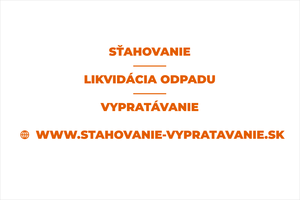Oranžová moderná nálepka na dodávku: SŤAHOVANIE a likvidácia odpadu, vypratávanie bytov a pivníc, reklama s webovou stránkou