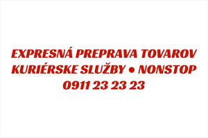 Červená expresná nálepka na auto: EXPRESNÁ PREPRAVA TOVAROV a kuriérske služby, rýchly nonstop rozvoz balíkov, reklama na auto s telefónom