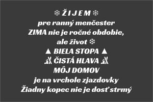 Set 5 dizajnových vinylových nálepiek pre lyžiarov a snowboardistov s motívmi snehu, hôr, ranného menčestru a zimnej vášne