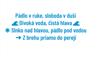 Set 4 vinylových nálepiek pre vodákov a kanoistov: Pádlo v ruke sloboda v duši, Divoká voda čistá hlava, Slnko nad hlavou pádlo pod vodou, Z brehu priamo do perejí