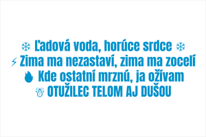 Set 4 vinylových nálepiek pre otužilcov: Ľadová voda horúce srdce, Zima ma nezastaví zima ma zocelí, Kde ostatní mrznú ja ožívam, OTUŽILEC TELOM AJ DUŠOU