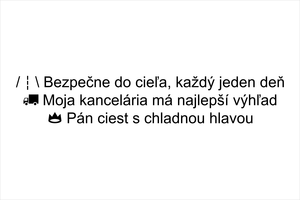 Set 3 vinylových nálepiek pre vodičov a kamionistov: Bezpečne do cieľa každý jeden deň, Moja kancelária má najlepší výhľad, Pán ciest s chladnou hlavou