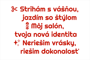 Set 3 vinylových nálepiek pre kaderníčky barberov a kozmetičky: Strihám s vášňou jazdím so štýlom, Môj salón tvoja nová identita, Neriešim vrásky riešim dokonalosť